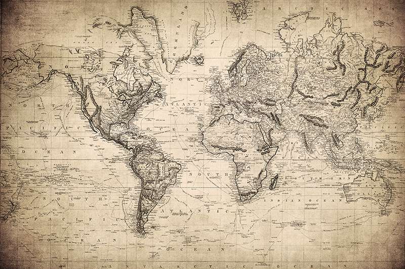 Riproduzione di un planisfero del 1814 Carta da parati Old World